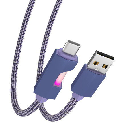 BY Кабель для зарядки Flow Type-C, 1м, Быстрая зарядка 3А, QC, PD 20W, тканевый, фиолетовый