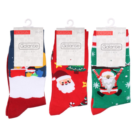 GALANTE Носки новогодние, р.25-27, 80% хлопок, 20% эластан, 6 диз.