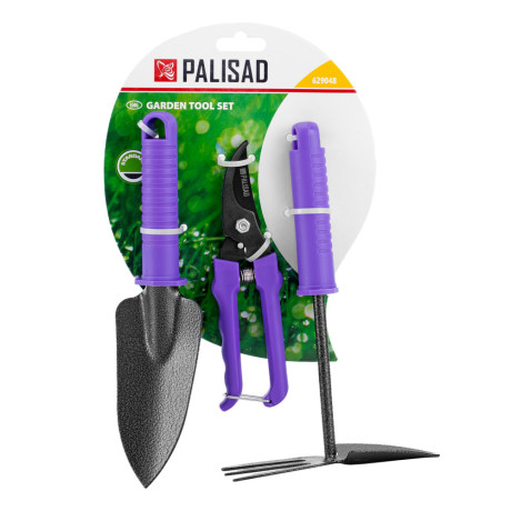 Набор садового инструмента с секатором, пластиковые рукоятки, 3 предмета, STANDARD Palisad
