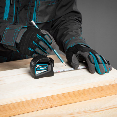 Рулетка "Doppelhaken",5 м x 19 мм,двухсторонний зацеп,Нейлон,двусторонняя шкала,автоматическая фиксация Gross