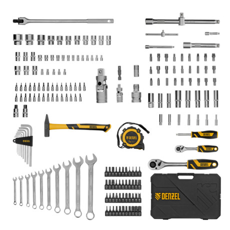 Набор инструментов, 1/2", 1/4", CrV, S2, пластиковый кейс, 194 предмета Denzel