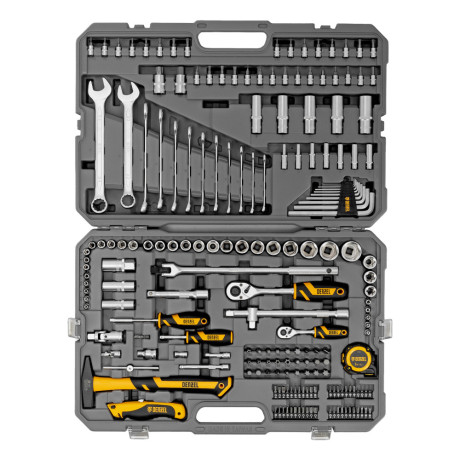 Набор инструментов, 1/2", 1/4", CrV, S2, пластиковый кейс, 194 предмета Denzel