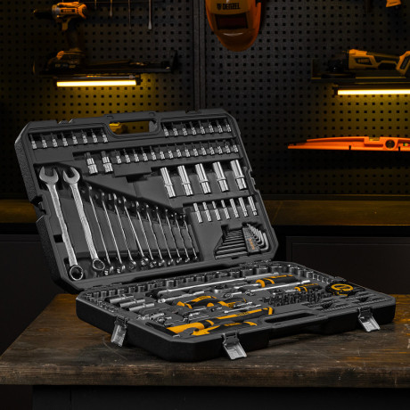 Набор инструментов, 1/2", 1/4", CrV, S2, пластиковый кейс, 194 предмета Denzel