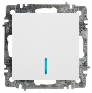 ЭРА Intro Accent мех. выкл. СУ 1 кл. (инд.) 10А 250В, белый Б0063445