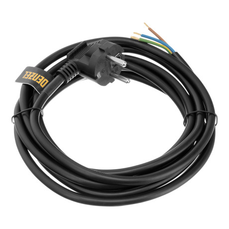 Шнур сетевой Energy Series, ПВС, 3 м, 3 x 1,5 мм, с неразборной вилкой, черный, Denzel