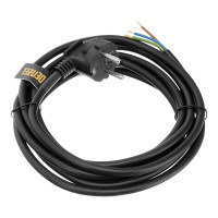 Шнур сетевой Energy Series, ПВС, 3 м, 3 x 1,5 мм, с неразборной вилкой, черный, Denzel