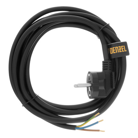 Шнур сетевой Energy Series, ПВС, 3 м, 3 x 1,5 мм, с неразборной вилкой, черный, Denzel