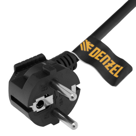 Шнур сетевой Energy Series, ПВС, 3 м, 3 x 1,5 мм, с неразборной вилкой, черный, Denzel