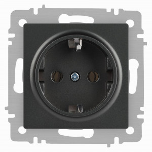 ЭРА Intro Accent мех. роз. СУ 1 мест. (земля), 16А 250В, графит 6-202-07