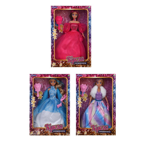 ИГРОЛЕНД Кукла в нарядном платье, 28 см с акс., PVC, ABS, полиэстер, 20х5,5х32,5 см