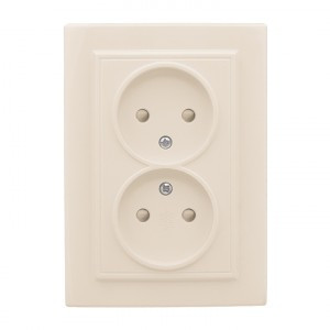 EKF Минск Розетка 2-мест. СП б/з 10А бежевый с защ. штор. ERR10-102-200