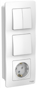 Systeme Electric BLANCA блок (роз.+1кл. выкл.+ 2кл. выкл.) СУ бел. (земля, штор.) BLNBS101201 (3!)