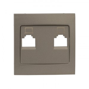 EKF Валенсия лиц. панель роз. RJ-45 2 мест. кашемир Al/Cu (корпус PC) ESK02-L-035-40