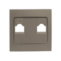 EKF Валенсия лиц. панель роз. RJ-45 2 мест. кашемир Al/Cu (корпус PC) ESK02-L-035-40