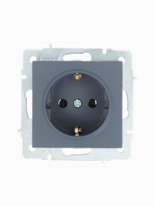 Lezard VESNA мех. роз. земля СУ 1 мест. 16А графит (ПБТ) (корп. ABS)  742-3488-122B