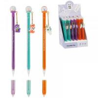 Ручка гелевая стираемая MESHU "Glitter Ball" синяя, 0,5мм, корпус ассорти, с топпером Арт.315680