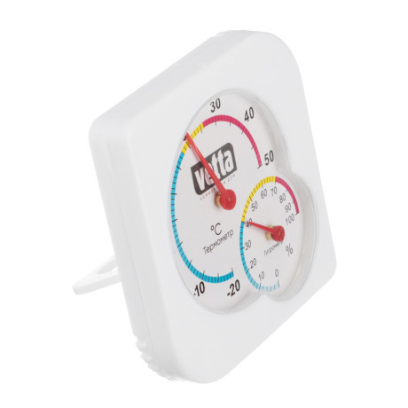 Термометр мини, измерение влажности воздуха тм VETTA, пластик, квадратный, 7,5x7,5см, блистер