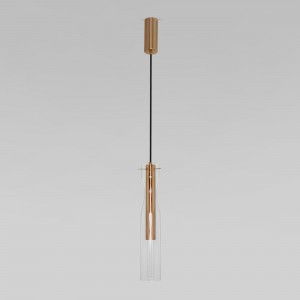 Eurosvet св-к св/д подвес. 12W 1018lm 4000K 460х80х1200 мет. прозр/латунь Swan 50253/1 LED a063268