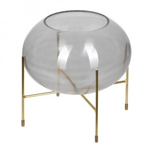 Ваза стеклянная Yumelia на подставке 21x16см графитовая QWERTY