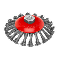 Щетка для УШМ, 125 мм, М14, &quot;тарелка&quot;, крученая проволока 0.5 мм Matrix