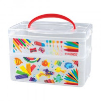 Коробка универсальная с ручкой "ART BOX" 2 секции 245x160x165 мм 2л+3л прозрач. 43123920151 Бытпласт