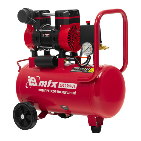 Компрессор безмасляный малошумный SPC 1500/24, 1500 Вт, ресивер 24 л, 260 л/мин// MTX