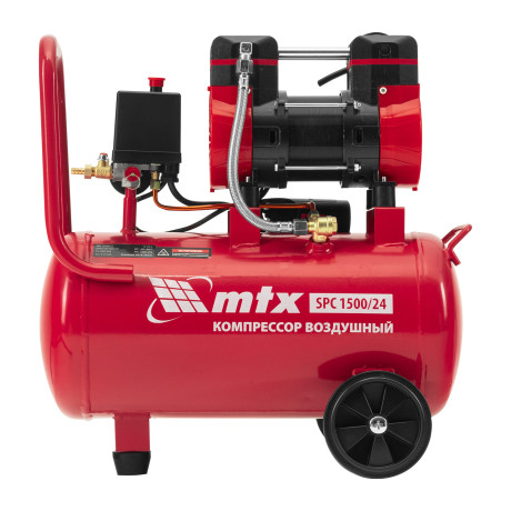 Компрессор безмасляный малошумный SPC 1500/24, 1500 Вт, ресивер 24 л, 260 л/мин// MTX