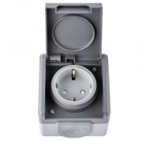 Bylectrica ПРАЛЕСКА АКВА роз. ОУ 1 мест. земля, шторки, фиксация крышки IP55 серый (РА16-0152 (03))