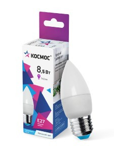 Космос свеча  E27 8,5W (8W) (740lm) 6500K 6K матов. 99x37 IC драйвер LkecLED8.5wCNE2765