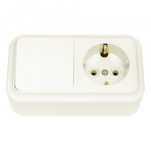 Bylectrica ПРАЛЕСКА Блок (1 выкл. + роз земля) ОУ беж., (В-РЦ-527 беж.)