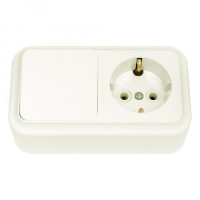 Bylectrica ПРАЛЕСКА Блок (1 выкл. + роз земля) ОУ беж., (В-РЦ-527 беж.)