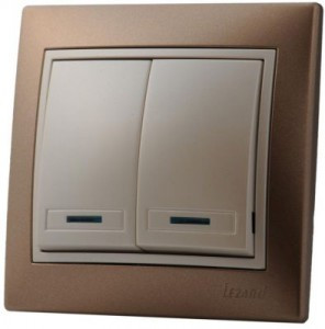 Lezard Мира выкл. СУ 2 кл.10А (инд.) коричн. металлик с перламутровой встав. (корп.PC)  701-3130-112