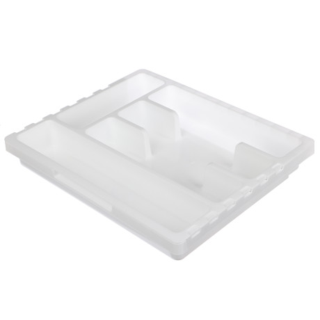 Лоток для столовых приборов Смарт, раздвижной, пластик, цвет белый