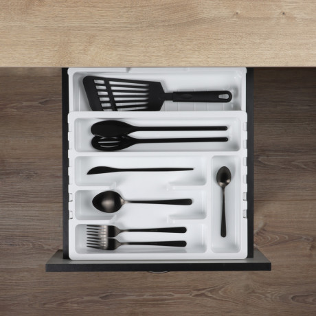 Лоток для столовых приборов Смарт, раздвижной, пластик, цвет белый