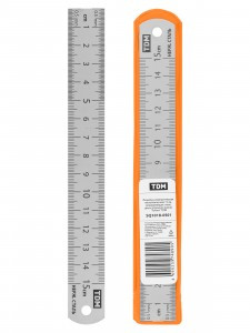 TDM Рубин линейка измерительная металлическая 15см, нерж.сталь, двухсторонняя шкала SQ1018-0501