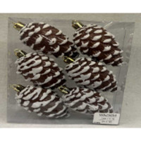 Шар WA25054 6шт 9см Шишка "шоколад с белыми блестками" (144)