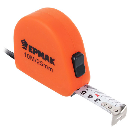ЕРМАК Рулетка "СОФТ-ТАЧ", 10м х 25мм, одинарный зацеп, корпус PP