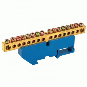 REXANT Шина N "Ноль" (нул.) на DIN-рейку 8х12мм 16 отв. 160A, инд.шк 11-2351