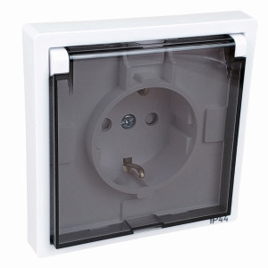 Bylectrica CARRE роз. СУ 1 мест. (земля, шторки, корп. ABS) IP44 белый (РС16-0636)