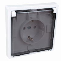 Bylectrica CARRE роз. СУ 1 мест. (земля, шторки, корп. ABS) IP44 белый (РС16-0636)