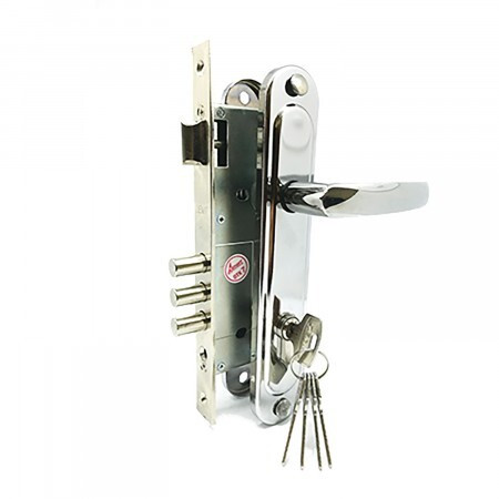 Замок врез ЗВ4-85.3-02 Зенит (хром, м/о-85мм, 5кл.) с ручками   \10