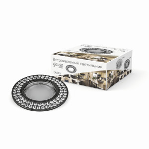 Gauss CA035 св-к встр. MR16 Круг стразы в два ряда 90(60)x30 Крист./Черный