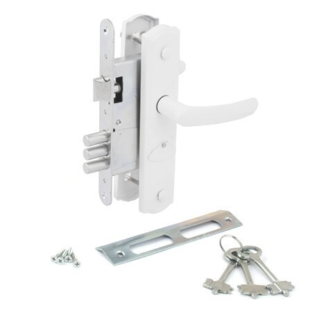Замок врез ЗВ9-4-1-4 Avers с ручками (белый) сувальдный Россия  \10