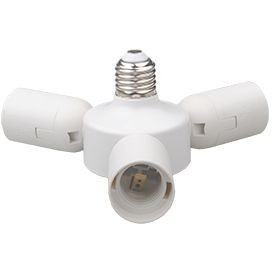 Ecola патрон-переходник с цоколя E27 на 3хE27 Плоский Белый  A7P37WEAY (4!)