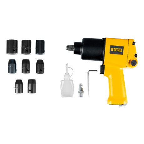 Ударный пневмогайковерт IW860+набор головок, 1/2", 7000 об/мин, 868 Нм Denzel