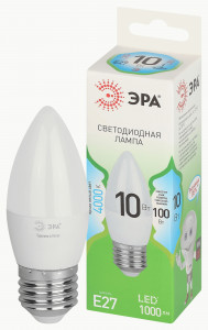 ЭРА GREEN LINE лампа св/д свеча E27 B35 10W(1000lm) 4000K 4K B35-10W-840-E27 GL 38x122 67096