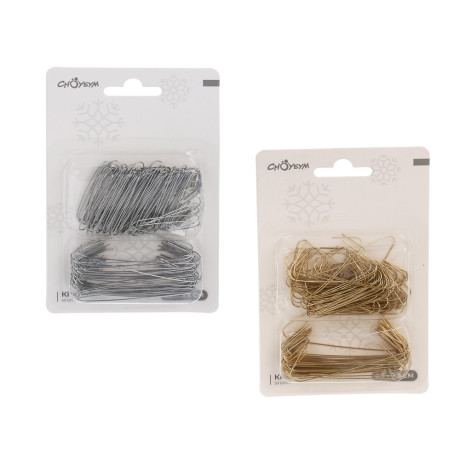 СНОУ БУМ Крючки для елочных игрушек 6.3см + 3.8 см, металл, 50 шт, золото, серебро, 2 цвета