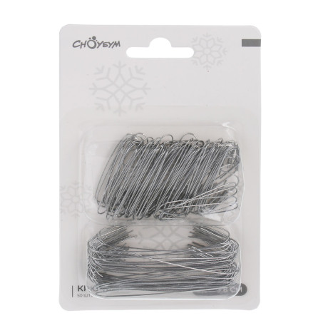 СНОУ БУМ Крючки для елочных игрушек 6.3см + 3.8 см, металл, 50 шт, золото, серебро, 2 цвета