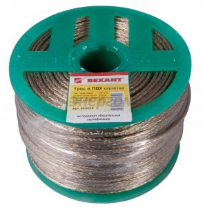 Трос стальной в ПВХ изоляции d=3.0 мм, катушка 200 метров  REXANT, 09-5330