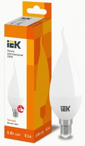 IEK свеча на ветру C35 E14 5W(380lm) 3000K 2K 115x35 матов. ECO LLE-CB35-5-230-30-E14